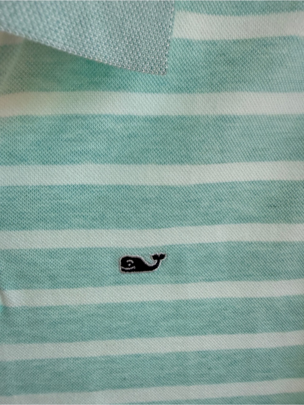 Vineyard Vines Striped Polo Shirt - Light Teal and White